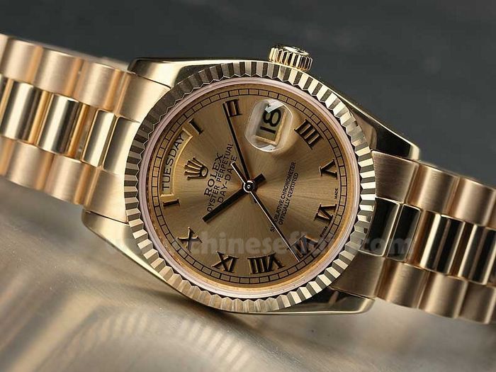 All Gold Rolex Replica Day-Date Watch / Gold Roman / Hot Sale All Gold Rolex Replica Day-Date Watch / Gold Roman / Hot Sale
